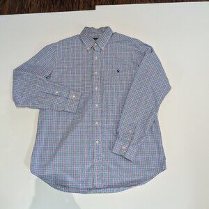 Polo Ralph Lauren Men's Dress Shirt, Size L, Blue, White, Red and Green Plaid